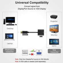 Load image into Gallery viewer, displayport large dp male to vga female converter adapter 1080p full hd (black) | marketzone christchurch