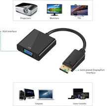 Load image into Gallery viewer, displayport large dp male to vga female converter adapter 1080p full hd (black) | marketzone christchurch
