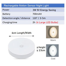 Load image into Gallery viewer, Motion Sensor LED USB Charging Night Light 4000K Warm White