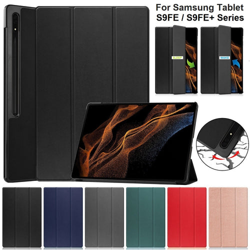 for samsung galaxy tab s9 fe / s9 fe+ premium pu leather full protection magnetic smart cover | marketzone christchurch