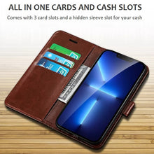 Load image into Gallery viewer, iphone 15 / 16 series pu leather flip wallet cover with lens protection | marketzone christchurch