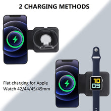 Load image into Gallery viewer, 15w 2 in 1 magnetic wireless charger magsafe compatible portable foldable charging station | marketzone christchurch