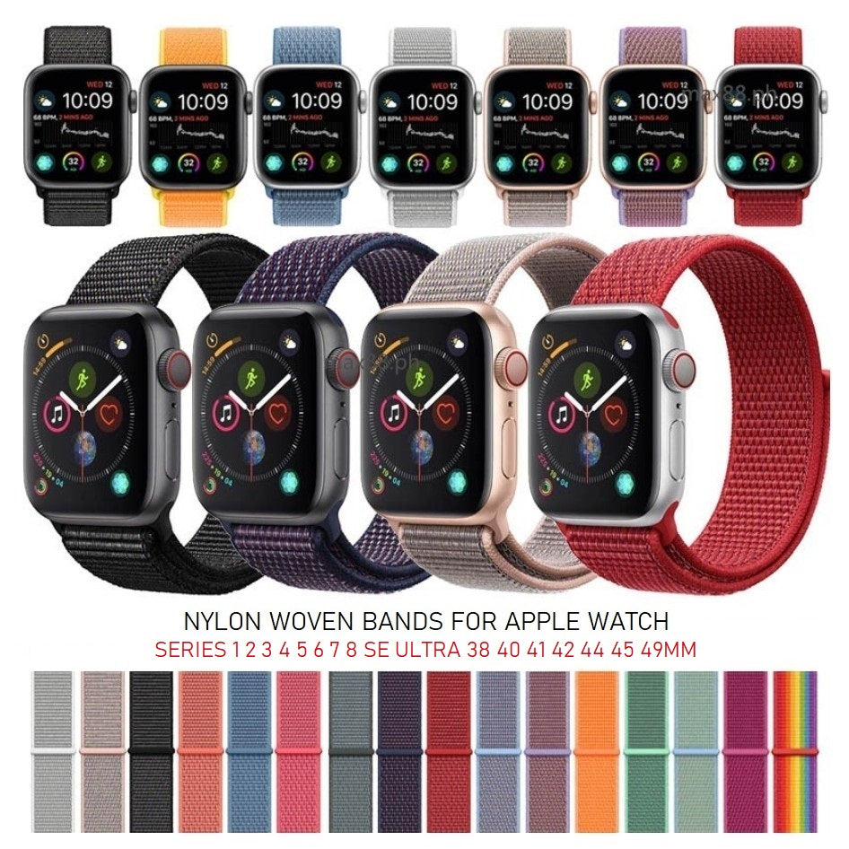 For Apple Watch Woven Nylon Fabric Loop Velcro Straps Bands