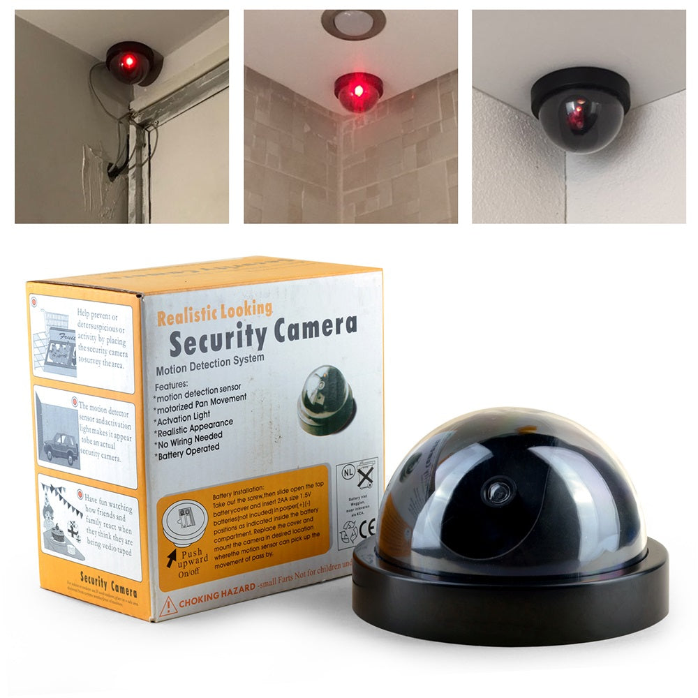 dummy security dome camera with flashing red light