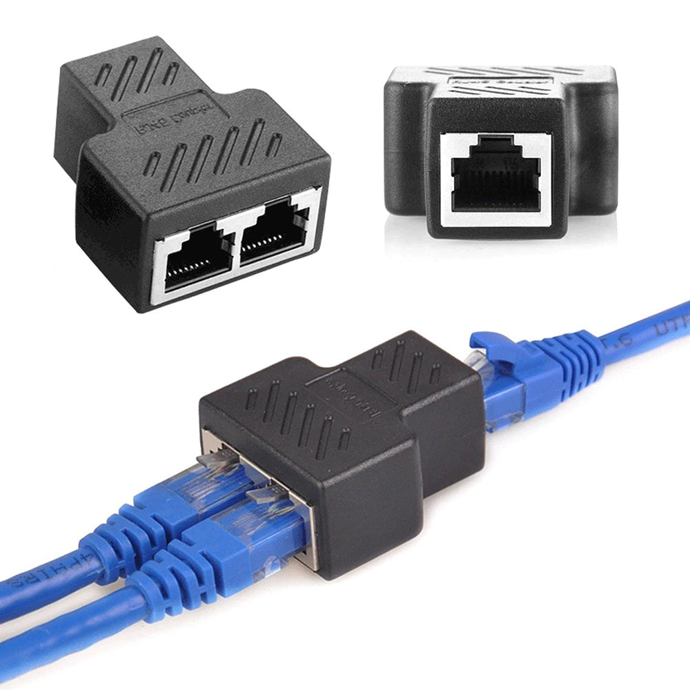 Ethernet Splitter 1 In 2 Out RJ45 Female Connector Adapter LAN
