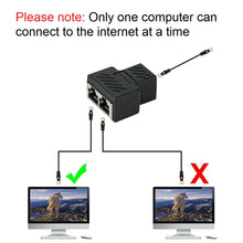 Load image into Gallery viewer, ethernet splitter 1 in 2 out rj45 female connector adapter lan network cable output | marketzone christchurch