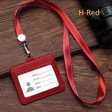 Load image into Gallery viewer, genuine leather bus card work pass holder cover with lanyard | marketzone christchurch