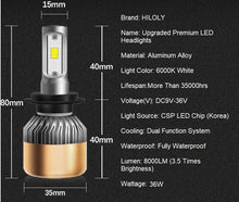 Load image into Gallery viewer, hiloly taiwan premium H4 car LED CSP headlights light bulbs 36W 8000LM 6000K white | marketzone christchurch