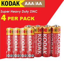 Load image into Gallery viewer, pack of 4 kodak batteries zinc chloride super heavy duty AAA/AA 1.5v | marketzone christchurch