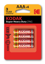 Load image into Gallery viewer, pack of 4 kodak batteries zinc chloride super heavy duty AAA/AA 1.5v | marketzone christchurch