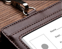 Load image into Gallery viewer, genuine leather bus card work pass holder cover with lanyard | marketzone christchurch