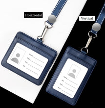 Load image into Gallery viewer, genuine leather bus card work pass holder cover with lanyard | marketzone christchurch