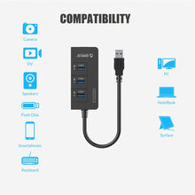 Load image into Gallery viewer, orico 3-port usb hub with rj45 10/100/1000 gigabit lan port network adapter black | marketzone christchurch