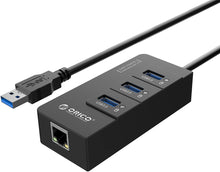 Load image into Gallery viewer, orico 3-port usb hub with rj45 10/100/1000 gigabit lan port network adapter black | marketzone christchurch