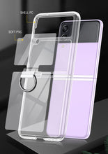 Load image into Gallery viewer, full protection clear case with ring holder for samsung z flip 4 5g | marketzone christchurch