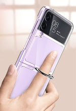 Load image into Gallery viewer, full protection clear case with ring holder for samsung z flip 4 5g | marketzone christchurch