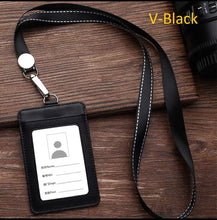 Load image into Gallery viewer, genuine leather bus card work pass holder cover with lanyard | marketzone christchurch