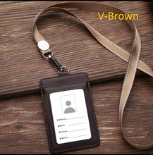 Load image into Gallery viewer, genuine leather bus card work pass holder cover with lanyard | marketzone christchurch