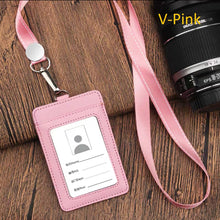 Load image into Gallery viewer, genuine leather bus card work pass holder cover with lanyard | marketzone christchurch