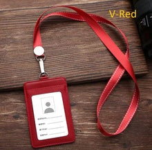 Load image into Gallery viewer, genuine leather bus card work pass holder cover with lanyard | marketzone christchurch