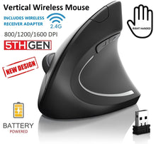 Load image into Gallery viewer, wireless vertical mouse ergonomic dpi 800/1200/1600 for pc computer laptop notebook | marketzone christchurch