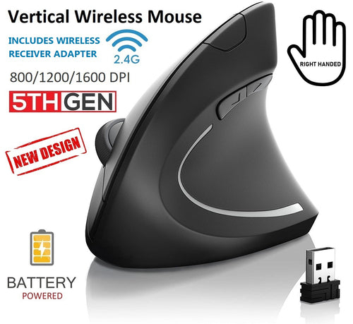 wireless vertical mouse ergonomic dpi 800/1200/1600 for pc computer laptop notebook | marketzone christchurch