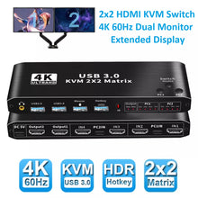 Load image into Gallery viewer, 2x2 hdmi kvm switch dual monitor extended display | marketzone christchurch
