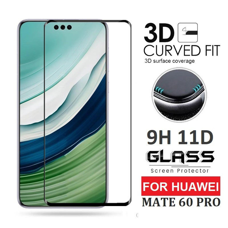 for huawei mate 60 pro 9h 11d clear full coverage curved tempered glass screen protector | marketzone christchurch