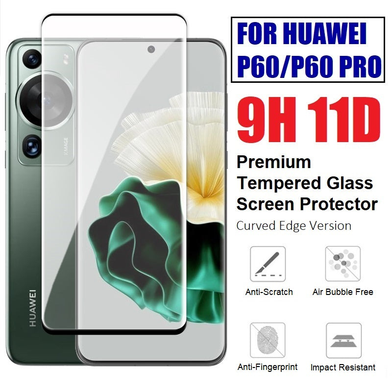 for huawei p60 p60 pro 9h 11d clear full coverage curved tempered glass screen protector | marketzone christchurch