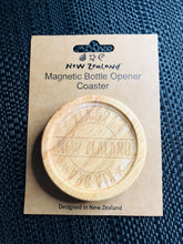 Load image into Gallery viewer, New Zealand Kia Ora Magnetic Bottle Opener Bamboo Coaster 8cm - NZ Fridge Magnet Souvenir
