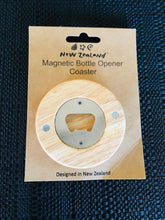 Load image into Gallery viewer, New Zealand Kia Ora Magnetic Bottle Opener Bamboo Coaster 8cm - NZ Fridge Magnet Souvenir
