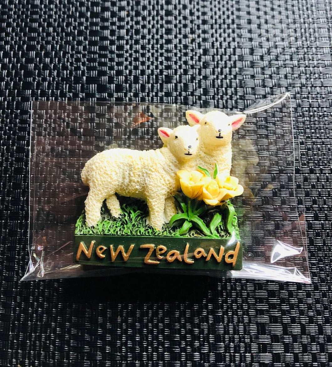 new zealand sheep with flowers - nz fridge magnet souvenir | marketzone christchurch