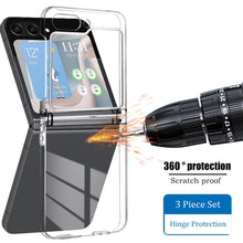 Load image into Gallery viewer, samsung z flip 6 full protection clear pc shell cover with hinge protection | marketzone christchurch
