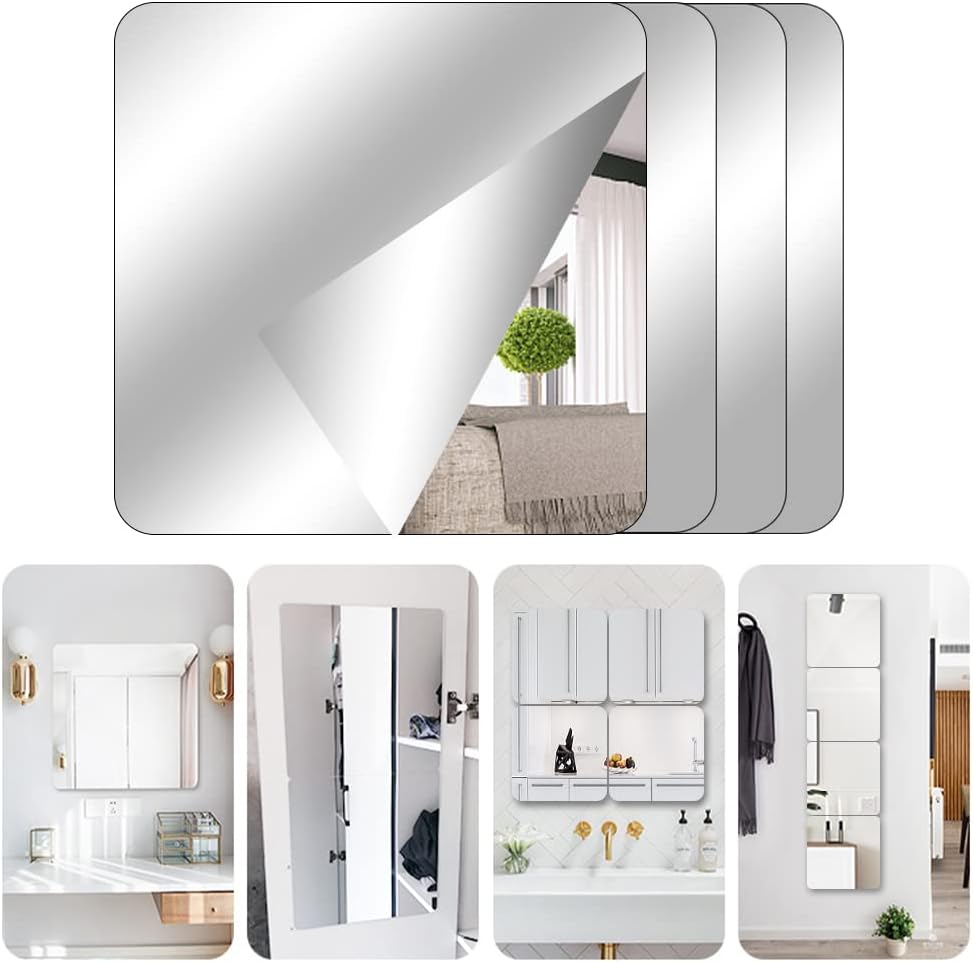 self adhesive shatterproof acrylic square mirror 20x20cm 2mm thickness | marketzone christchurch