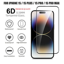 Load image into Gallery viewer, for apple iphone 15 series clear premium 9h 6d full coverage tempered glass screen protector | marketzone christchurch

