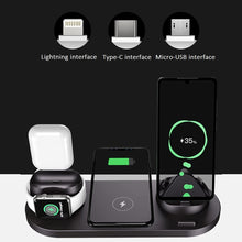 Load image into Gallery viewer, 6 in 1 wireless charger qi-certified fast wireless charging station with 3 types charging ports dock | marketzone christchurch

