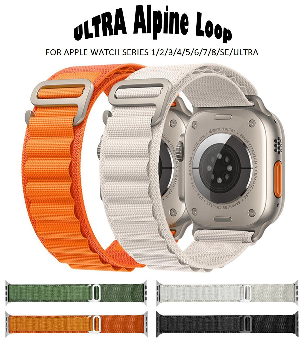 alpine nylon loop g-hook bands straps compatible with apple watch all series | marketzone christchurch