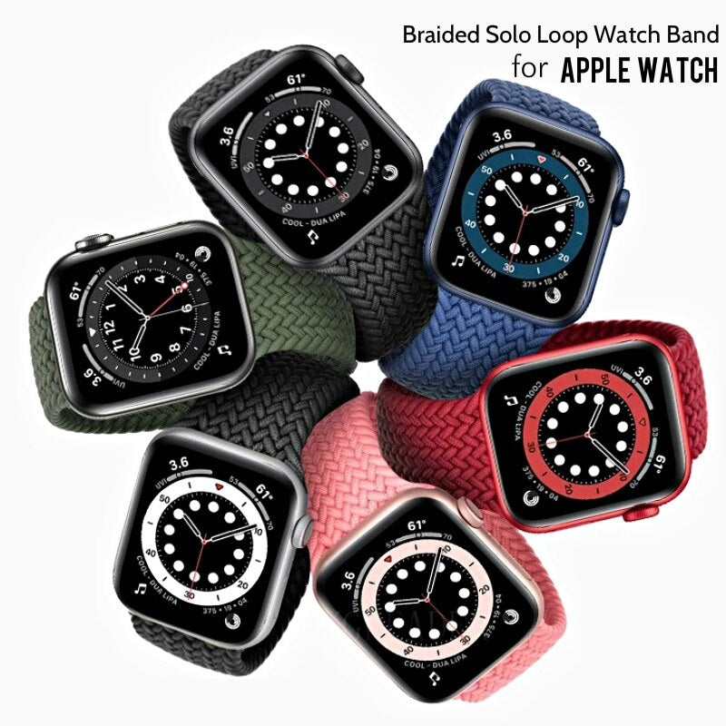 braided nylon fabric solo loop straps bands for apple watch | marketzone christchurch
