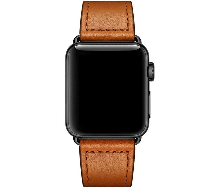 premium quality pu faux leather brown strap band for apple watch | marketzone christchurch