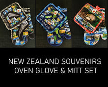 Load image into Gallery viewer, new zealand souvenirs oven glove and pot holder mitt set 3 designs | marketzone christchurch
