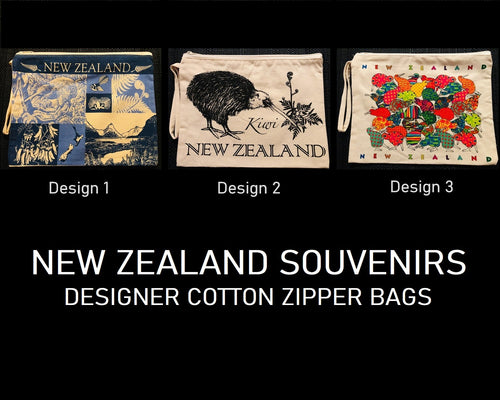 nz theme cotton zipper bags 3 designs new zealand souvenirs | marketzone christchurch