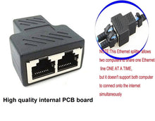 Load image into Gallery viewer, ethernet splitter 1 in 2 out rj45 female connector adapter lan network cable output | marketzone christchurch
