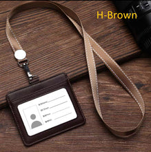 Load image into Gallery viewer, genuine leather bus card work pass holder cover with lanyard | marketzone christchurch
