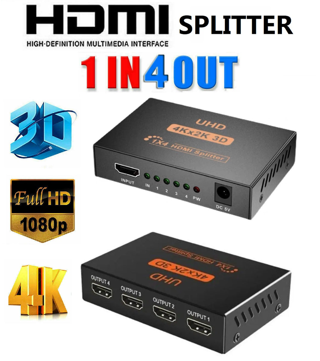 hdmi 1 in 4 out 4k 3d compatible video display splitter extender | marketzone christchurch