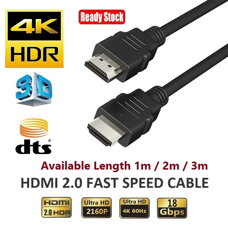 premium 4k 60hz 2160p hdmi version 2.0 fast speed male to male cable | marketzone christchurch