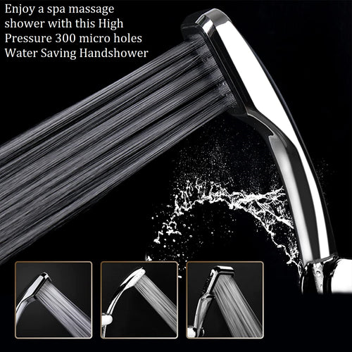 handheld pressurized water saving shower head with 300 micro holes boost | marketzone christchurch
