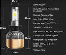 Load image into Gallery viewer, hiloly taiwan premium H4 car LED CSP headlights light bulbs 36W 8000LM 6000K white | marketzone christchurch
