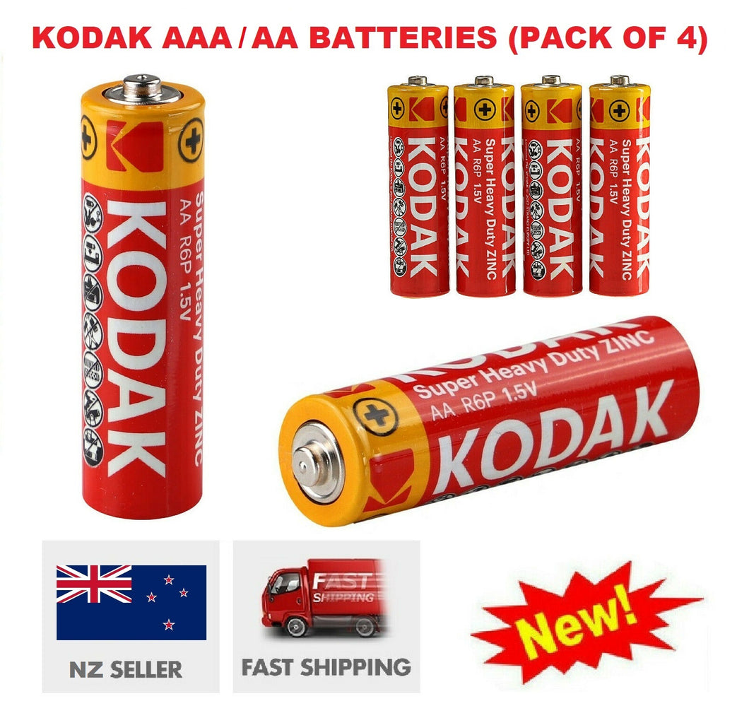 pack of 4 kodak batteries zinc chloride super heavy duty AAA/AA 1.5v | marketzone christchurch