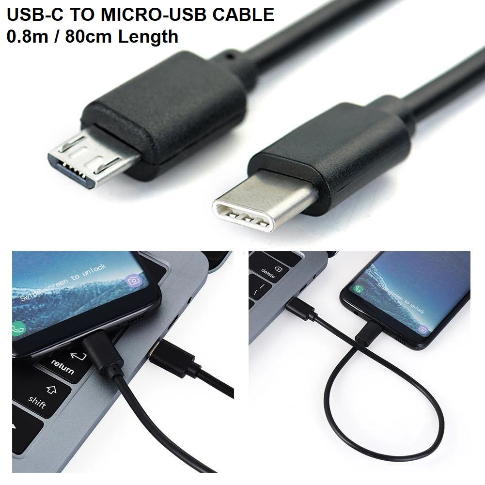 usb-c to micro-usb fast charging & data sync cable 0.8m | marketzone christchurch