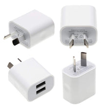 Load image into Gallery viewer, dual usb 5v 2a travel power adapter wall charger au/nz plug white | marketzone christchurch
